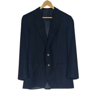 Vintage 80's Hickey Freeman Men's 40R Blue Wool Jacket Blazer Brass Buttons